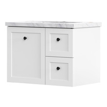 Whitby 750mm Matte White Wall Hung Single Vanity with 50mm Stone Countertop